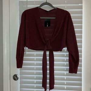 Fashion Nova Burgundy Knit Cardigan